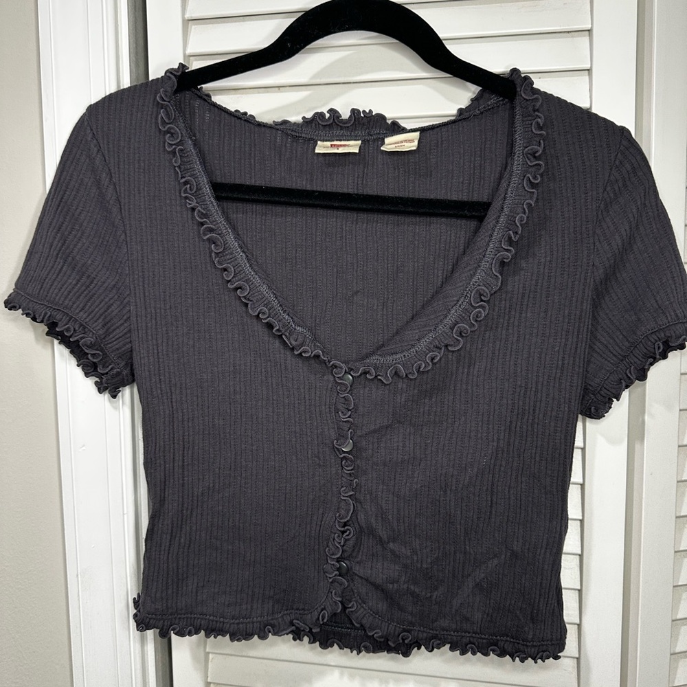 Levi's Dark Gray Ribbed Crop Top